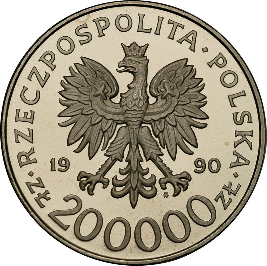 III RP. PRÓBA Nikiel 200 000 złotych 1990 Bór Komorowski